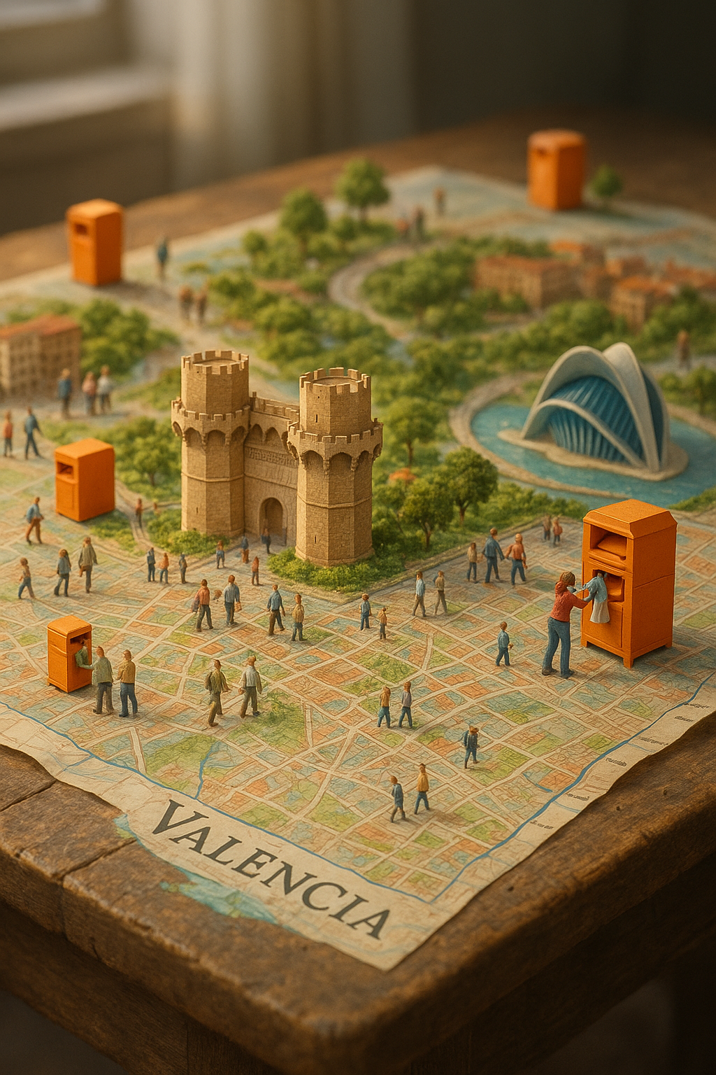 ILUSTRACION DE CONTENEDORES EN LA CIUDAD