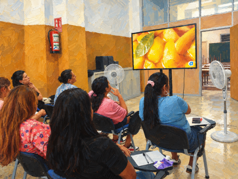 aula de clase en tonos cálidos
